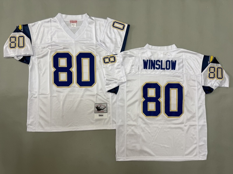 Men 2025 Los Angeles Chargers #80 Winslow white Throwback Limited NFL Jersey style 001->los angeles chargers->NFL Jersey